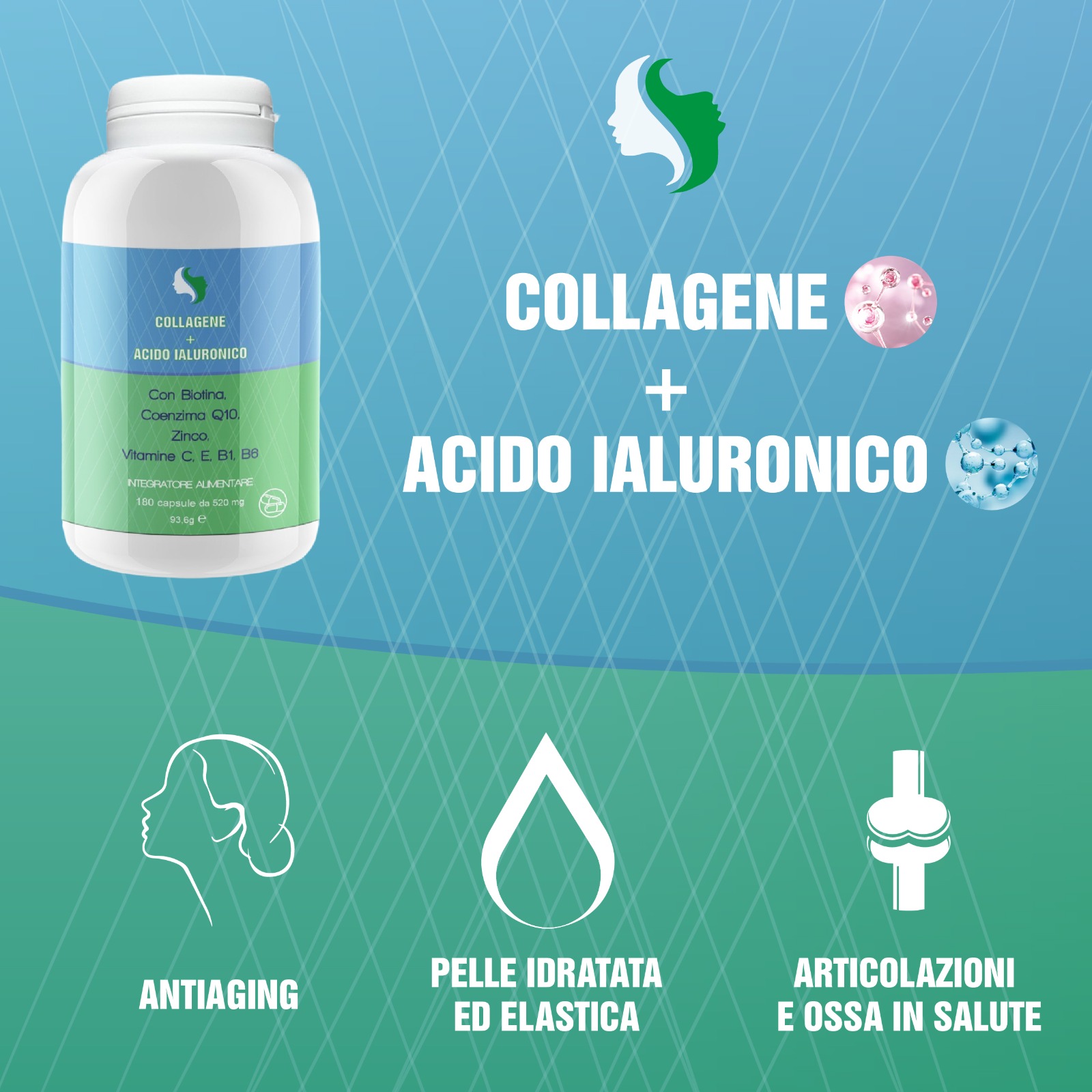 COLLAGENE + ACIDO IALURONICO 180 CPS - immagine 7